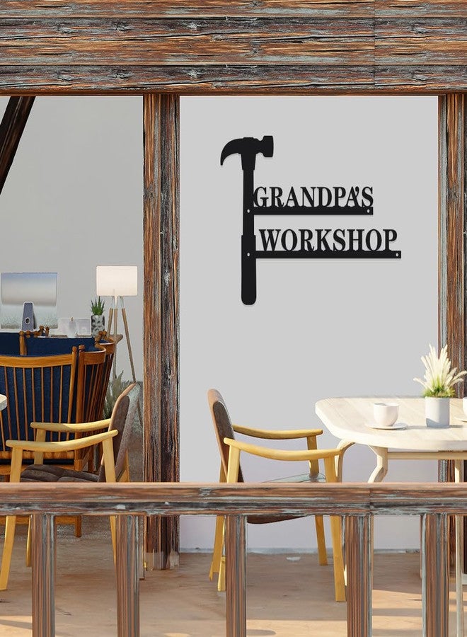 HQIOA Grandpa Christmas Gifts Grandpa's Workshop Metal Word Signs Black Art wall Decor for Living Room Black Hanging Decor Farmhouse metal wall Art Decorations for Living Room Metal Letters for Wall Fathers Day - Image 4
